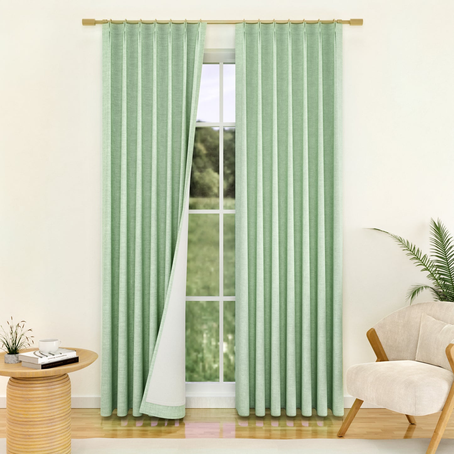 Linen Pinch Pleated Blackout Curtain