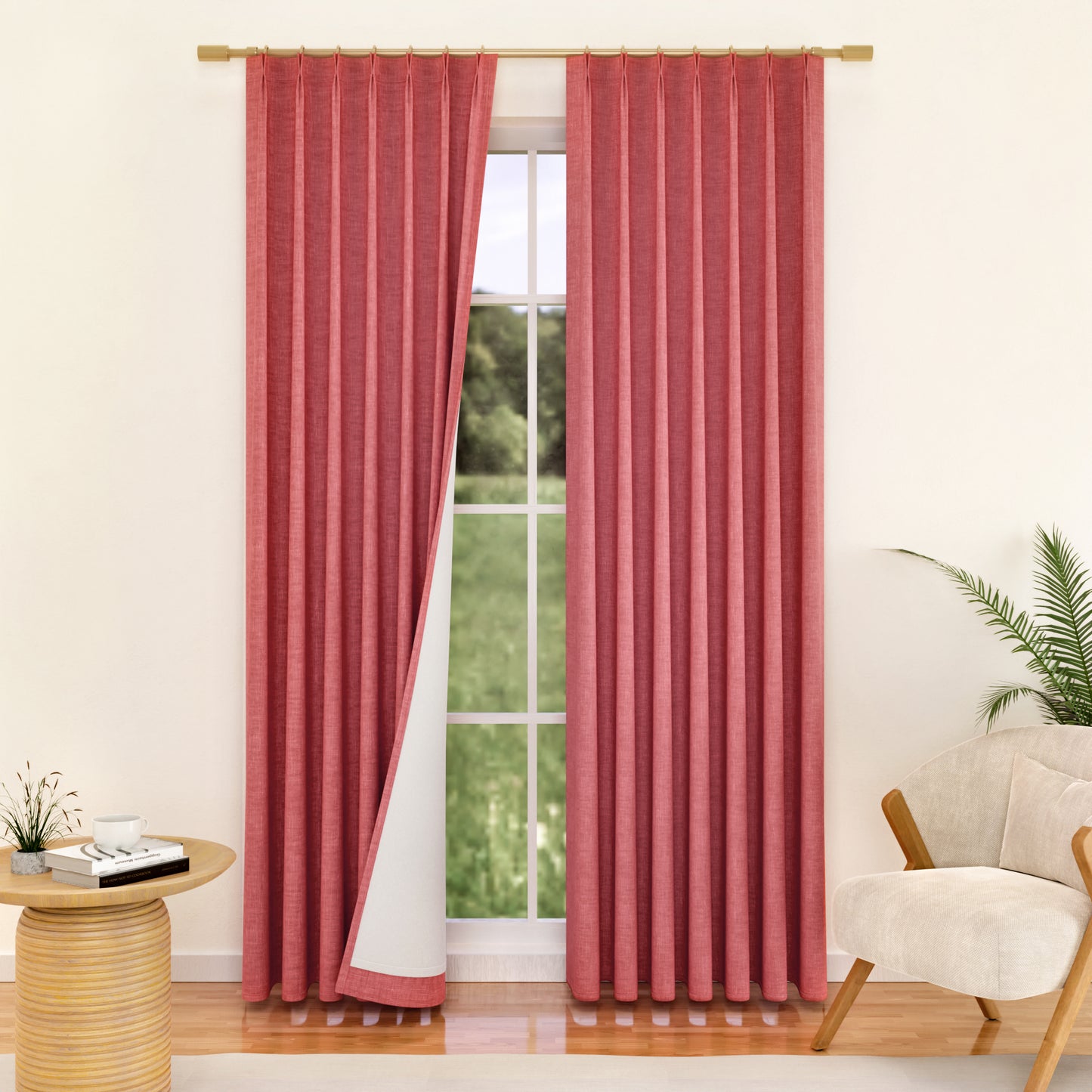 Linen Pinch Pleated Blackout Curtain