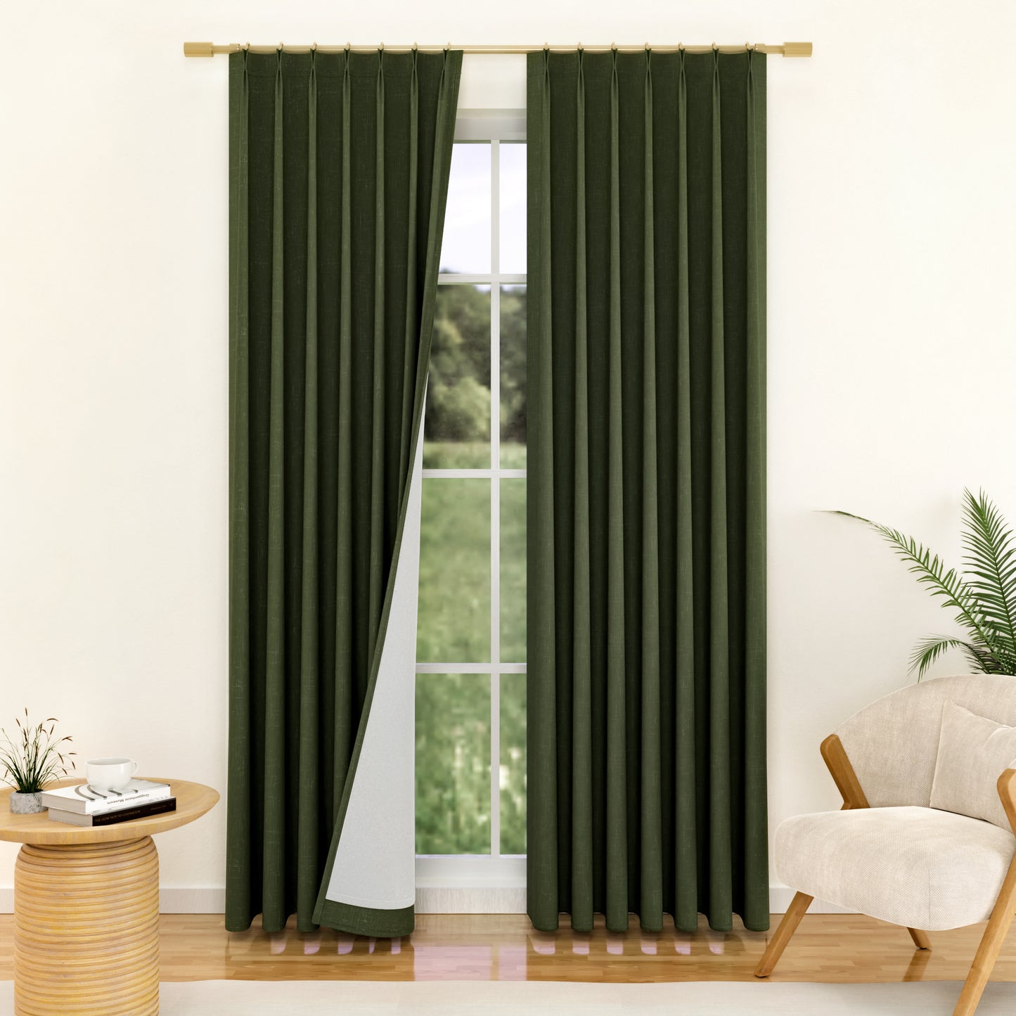 Linen Pinch Pleated Blackout Curtain