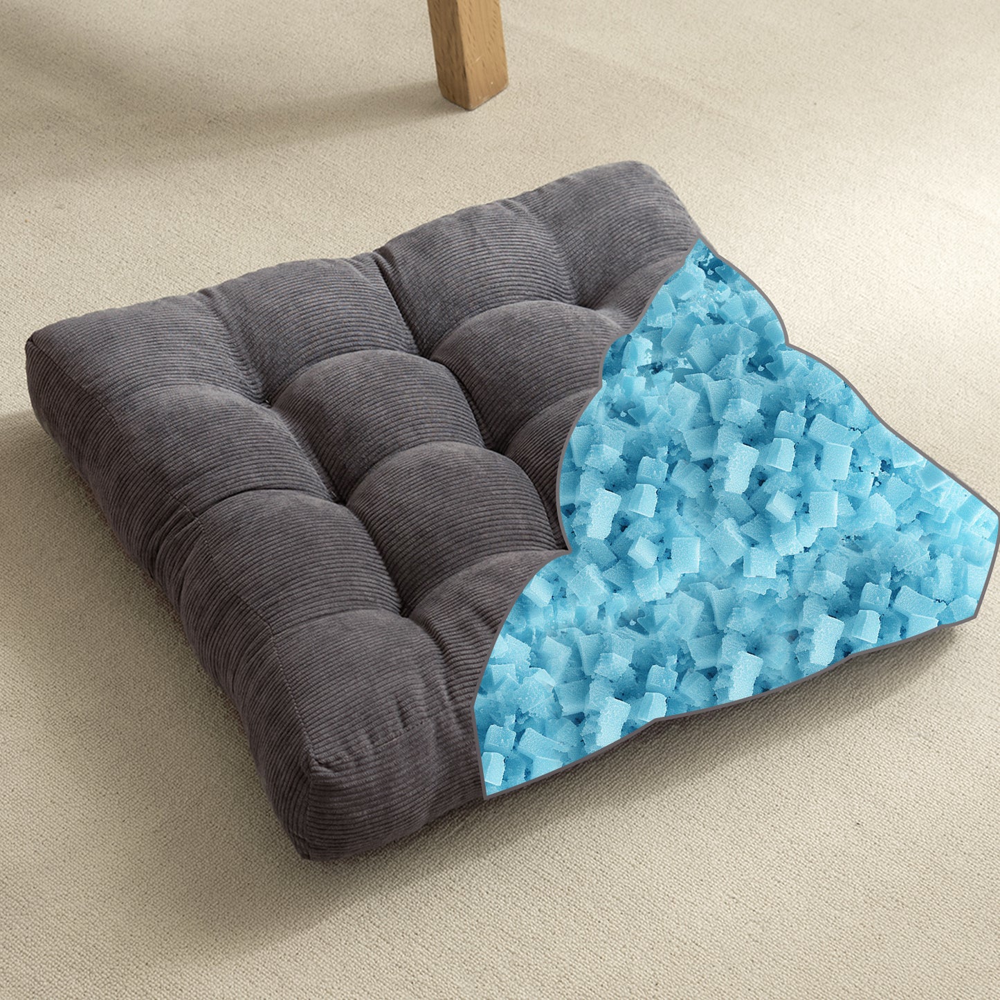 Meditation Cushion Floor Pillow-Grey, 20x20x4 Inches